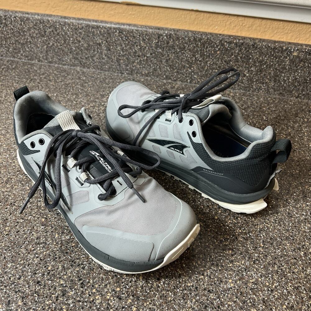 Altra Lone Peak Waterproof Shoe Mens Sz 9 Trail Running Sneaker Gray Lace Up Low